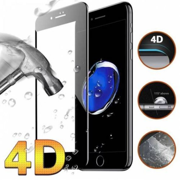 Apple iPhone 8 Plus 4D HD Crystal Oval Kavisli Ekran Koruyucu Kırılmaz Cam +Şeffaf Silikon Kılıf