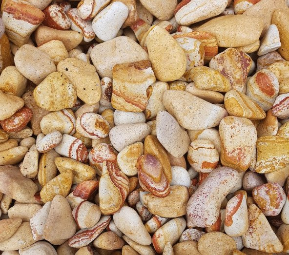Sarı Çizgili Dolomit Taşı 2 Kg 2,5-4cm  Çakıl Taşı Renkli Taş Dekor Taşı Süs Taşı Dere Taşı Akvaryum Taşı - 2