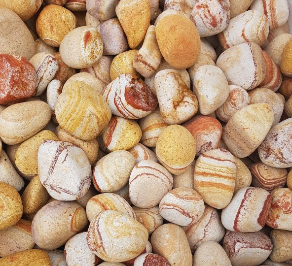 Sarı Çizgili Dolomit Taşı 1 Kg 6-10cm Dere Taşı Dekor Taşı Dolamit Taş Renkli Taş Bahçe Taşı Dekorasyon Taşı Dekoratif Taş Çakıl Taşı - 6