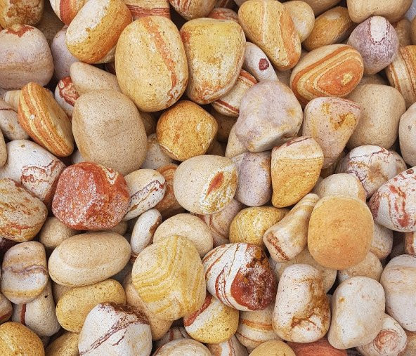 Sarı Çizgili Dolomit Taşı 1 Kg 6-10cm Dere Taşı Dekor Taşı Dolamit Taş Renkli Taş Bahçe Taşı Dekorasyon Taşı Dekoratif Taş Çakıl Taşı - 7