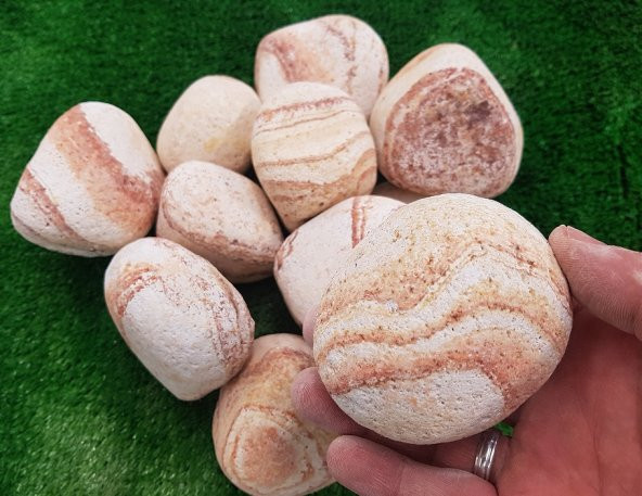 Sarı Çizgili Dolomit Taş 5 Kg 6-10cm Dekorasyon Taşı Bahçe Taşı Dekor Taşı Dolamit Taş Dere Taşı Renkli Taş - 2