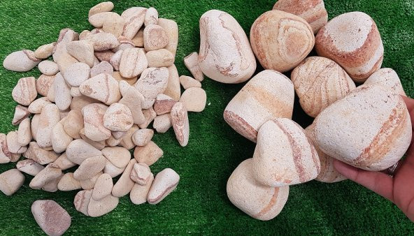 Sarı Çizgili Dolomit Taş  5 Kg 6-10cm Dekorasyon Taşı Bahçe Taşı Dekor Taşı Dolamit Taş Dere Taşı Renkli Taş - 5