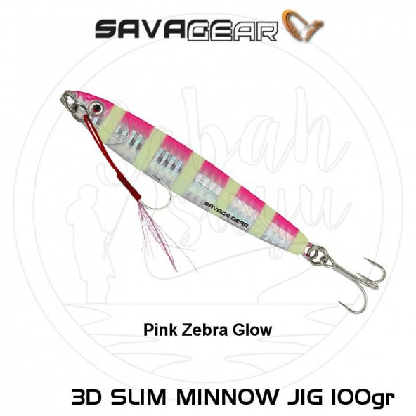 Savage Gear 3D Slim Minnow Jig 100g Pink Zebra Glow