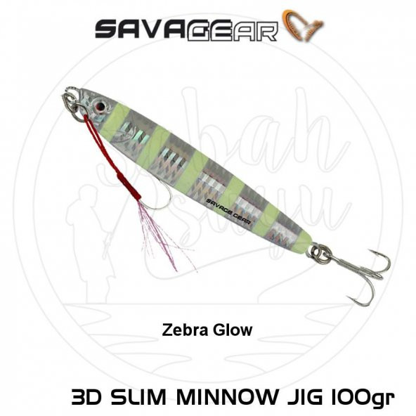 Savage Gear 3D Slim Minnow Jig 100g Zebra Glow