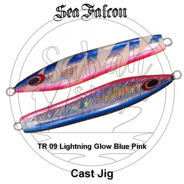 Sea Falcon Cast Jig 40gr TR-09 Lightning Glow Blue Pink