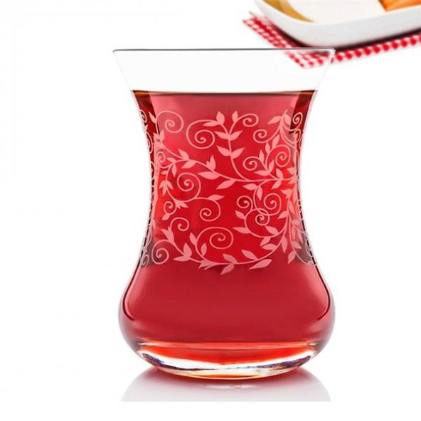 Joy Glass 6 Lı İnce Belli Şal Desen Çay Bardağı