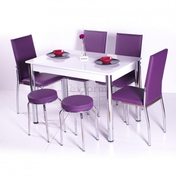 Mutfak Masa Takımı Masa Sandalye 4 Sandalye + 2 Tabure + Masa
