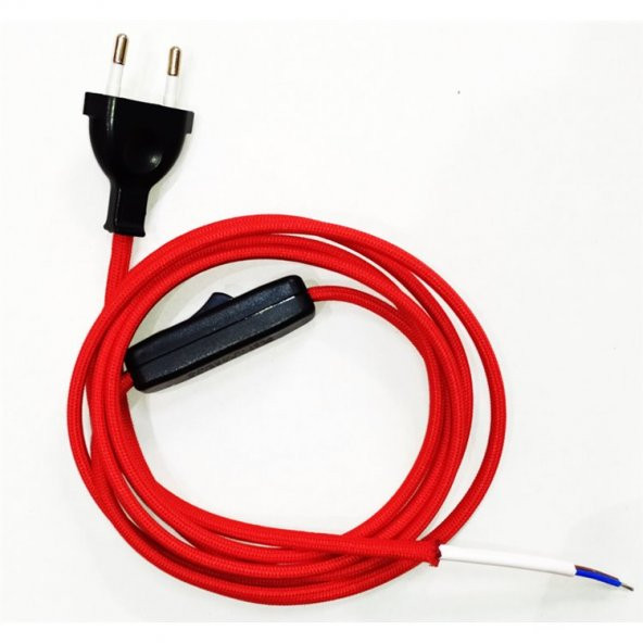 Fişli Ara Puarlı Kablo Kırmızı Kumaş Kılıflı 2 M