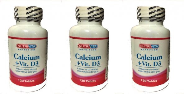 Nutrivita Nutrition Calcium+Vitamin D3 120 Tablet 3 kutu