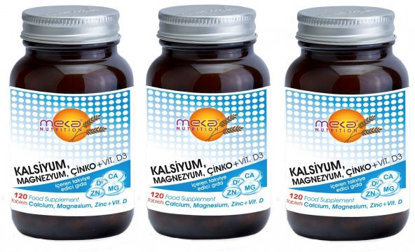 Meka Nutrition Calcium Magnesium Zinc Vitamin D 120 Tablet 3 kutu