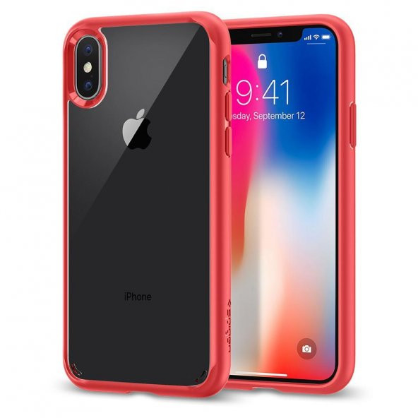 iPhone X Kılıf, Spigen Ultra Hybrid -Red