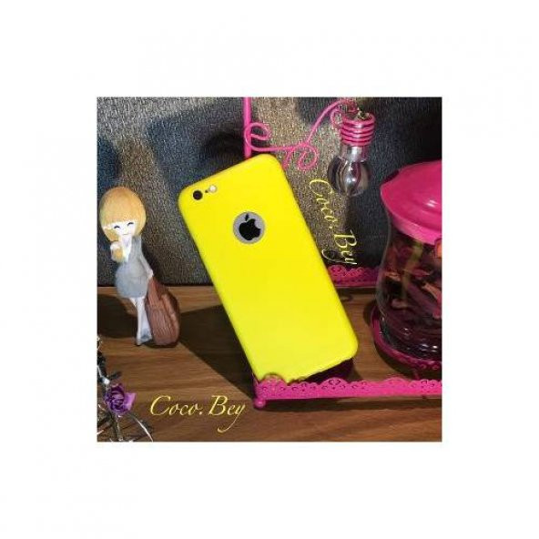 iPhone 6 Sarı Sert Slikon Kılıf