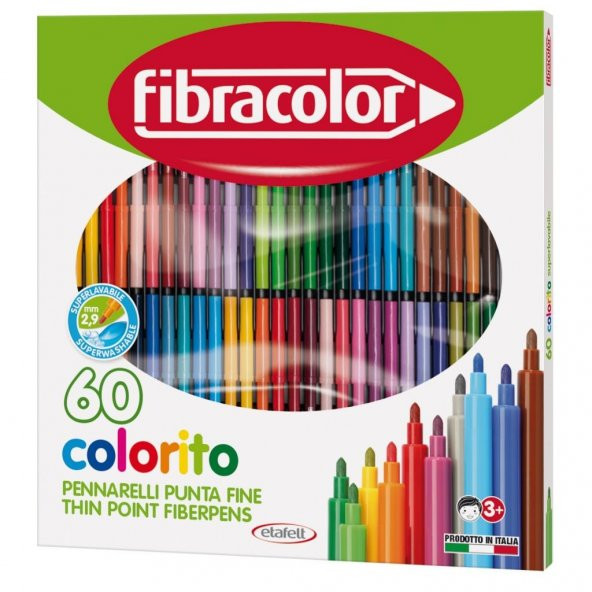 Fibracolor Coloroti Keçeli Kalem Seti 60 Renk Yıkanabilir 2.9mm