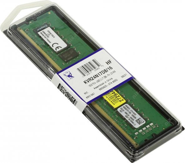 KINGSTON 16GB 2400MHz DDR4 Masaüstü Ram KVR24N17D8-16