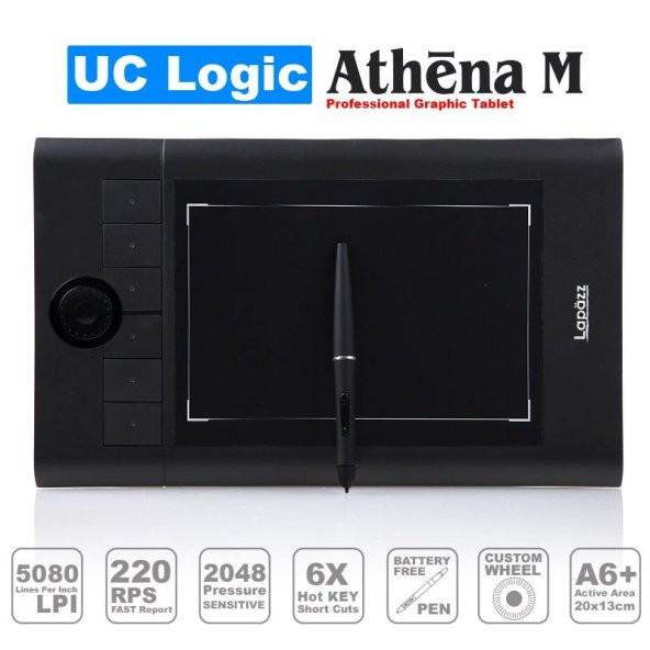 UC-LOGIC Lapazz A5 wide siyah 2048 kademe basınç 5080Lpi grafik tablet UCMN853