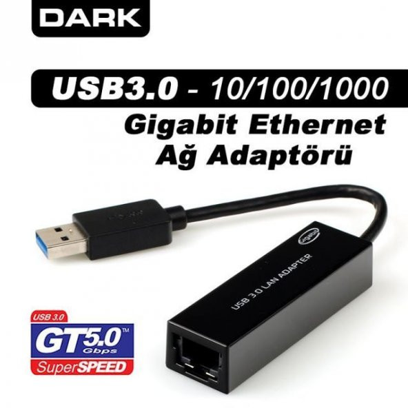 Dark DK-NT-U3GLAN USB 3.0-10/100/1000 Gigabit Ethernet Ağ Adaptörü