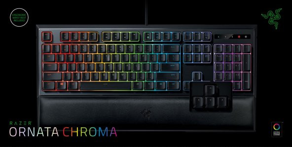RAZER RAZER Ornata Chroma,Membrane,Siyah Gaming Klavye Kol Dayama Yastığı RZ03-02040900-R3L1