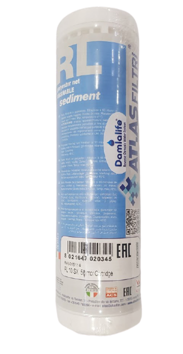 Atlas İtalyan 10''inç Yıkanabilir 50 Micron Tortu Filtresi - 6