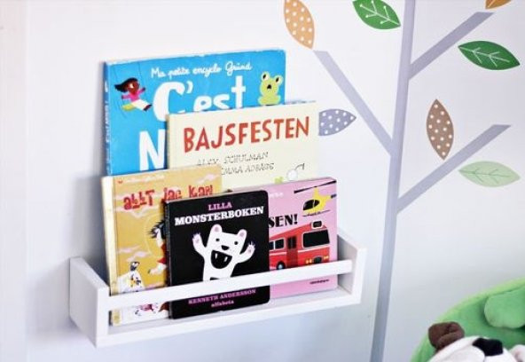 Ceebebek Ahşap Duvar Raf Bebek Çocuk Odası Montessori Beyaz Kitaplık 1BYZ40 Ücretsiz Kargo