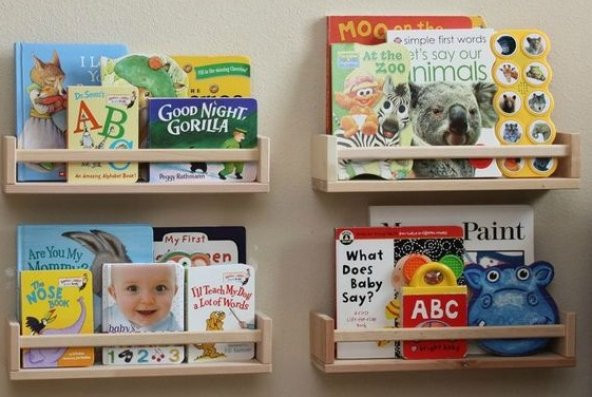 Ceebebek Ahşap Duvar Raf Bebek Çocuk Odası Montessori Kitaplık 4NAT40 Ücretsiz Kargo