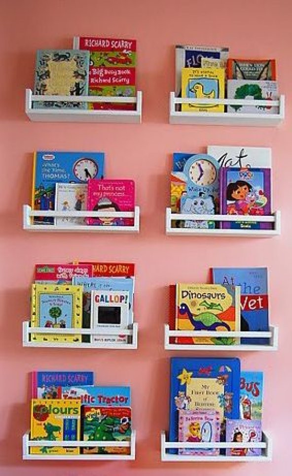 Ceebebek Ahşap Duvar Raf Bebek Çocuk Odası Montessori Beyaz Kitaplık 8BYZ40 Ücretsiz Kargo