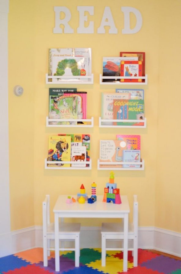 Ceebebek Ahşap Duvar Raf Bebek Çocuk Odası Montessori Beyaz Kitaplık 6BYZ40 Ücretsiz Kargo