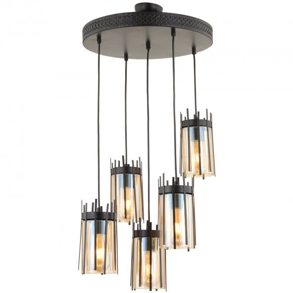 Trendylight Bukre 5 Li Siyah Renkli Sarkıt Avize