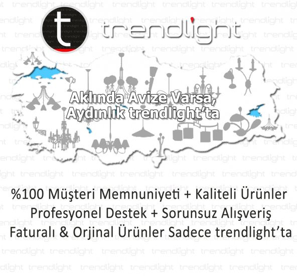 Trendylight Rose 6 Lı Siyah Renkli yukarı Bakan Klasik-Modern Avize - 2