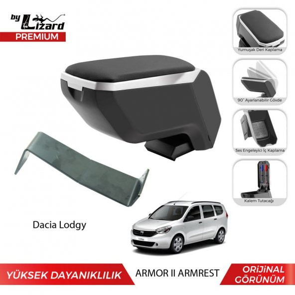 Bylizard Dacia Lodgy Delmesiz Çelik Ayaklı Armor 2  Kolçak Kol Dayama Lüx