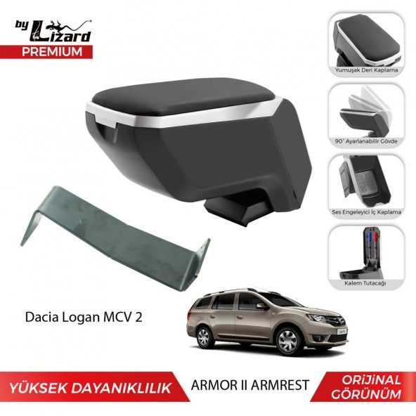 Bylizard Dacia Logan MCV 2 Delmesiz Çelik Ayaklı Armor 2  Kolçak Kol Dayama Lüx