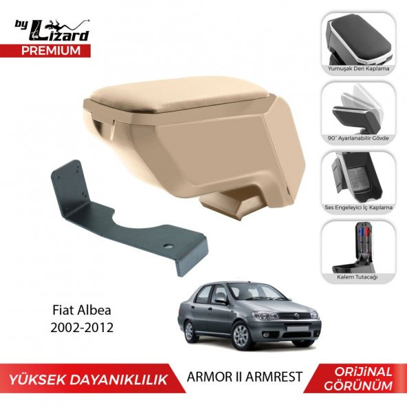 Bylizard Fiat Albea 2002-2012 Delmesiz Çelik Ayaklı Armor 2  Kolçak Kol Dayama Bej