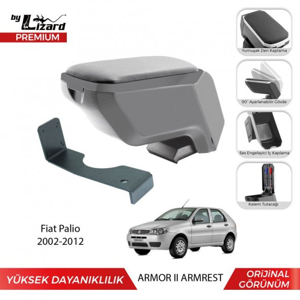 Bylizard Fiat Palio 2002-2012 Delmesiz Çelik Ayaklı Armor 2  Kolçak Kol Dayama Gri