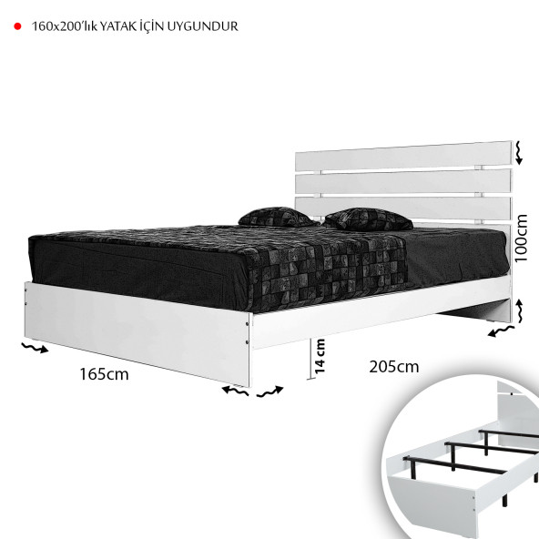 Huga Çift Kişilik 160 X 200 Karyola Komodin Takım, Meşe - 5