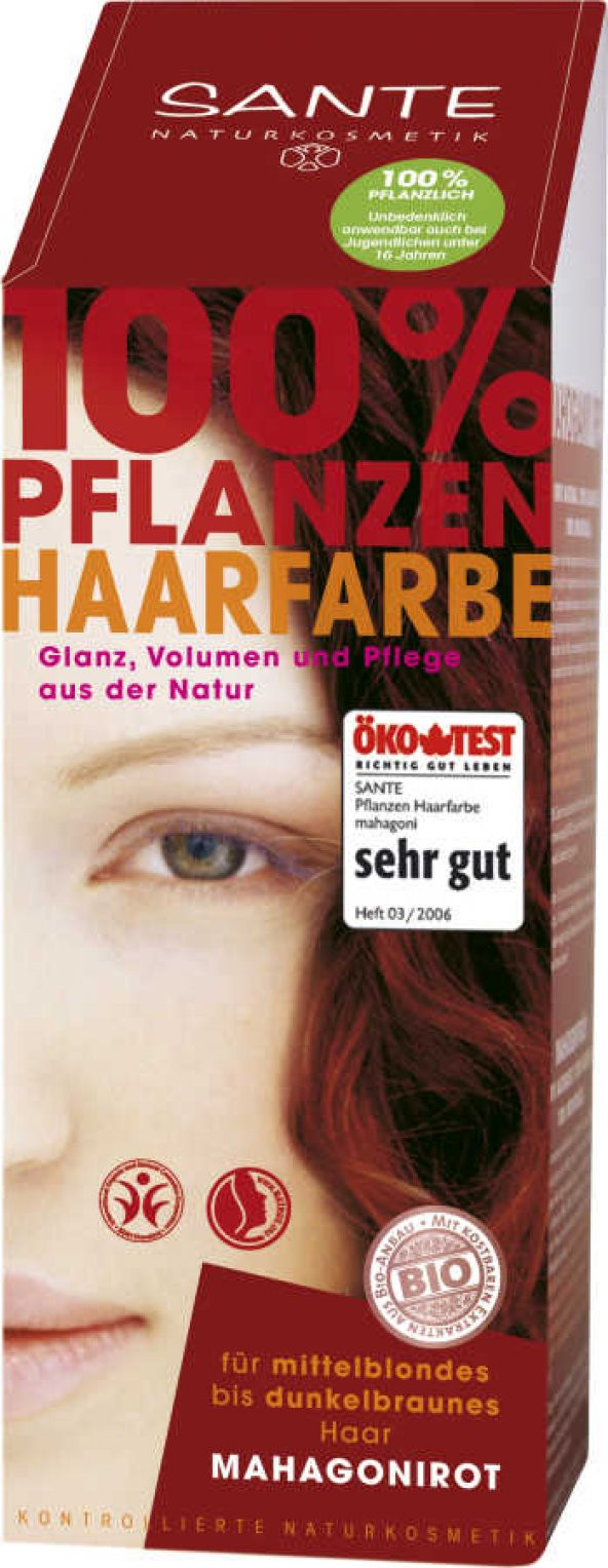 Sante / Organik Bitkisel Saç Boyası – Mahagoni Kızılı 100 gr.