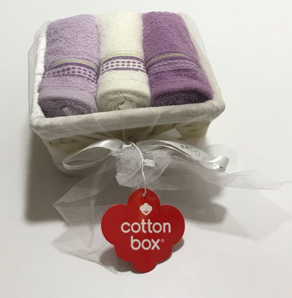 Cotton Box 3´lü Sepet Havlu Ekru Lila Mor