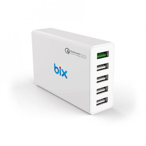 Bix 5 USB Çıkışlı Qualcomm QC 3.0 Hızlı Şarj Adaptör 50W BX-5U01Q