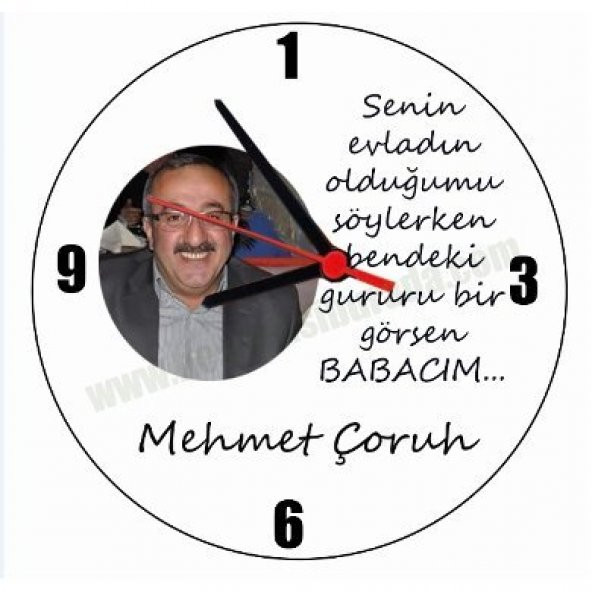 Babalar Gününe Özel Tasarım Baskılı Saat