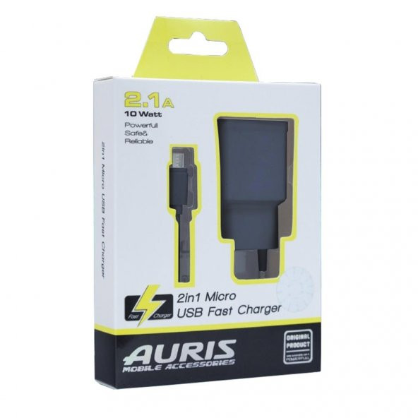 Auris Micro USB Duvar Şarj Aleti 2.1A T-03 Siyah