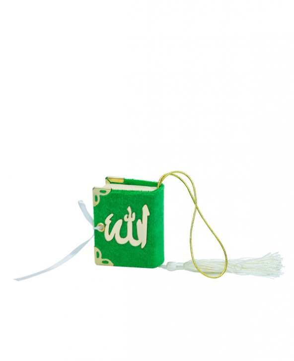 Allah Lafızlı Özel Hediye Mikro Boy Yeşil Kadife Kur'an-ı Kerim