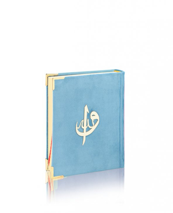 Özel Tasarım Çanta Boy Mavi Kadife Kur'an-ı Kerim