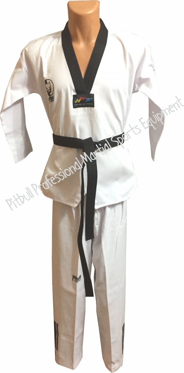 Siyah Yaka Taekwondo Elbisesi - Siyah Kemer Hediyeli -
