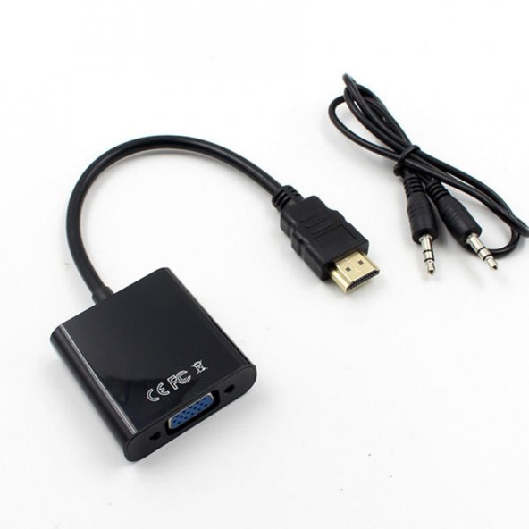 HDMI to VGA Hdmi To Vga Adaptör Ses Çıkışlı Kablolu Dönüştürücü - Resim 1