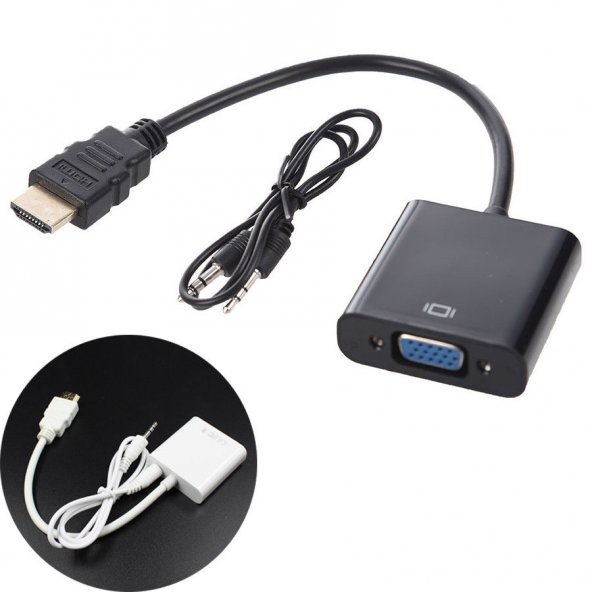 HDMI to VGA Hdmi To Vga Adaptör Ses Çıkışlı Kablolu Dönüştürücü - Resim 3