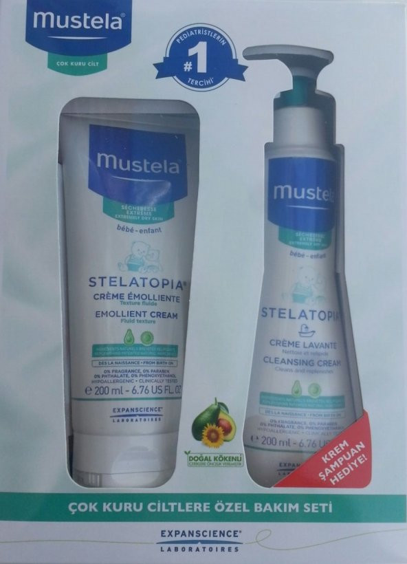 Mustela Stelatopia Emollient Cream 200 ml + Stelatopia Cleasing C