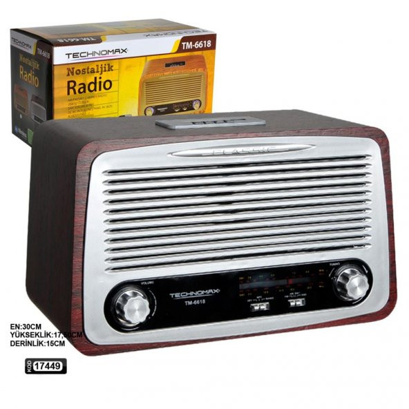 TM 6618 Nostaljik Şarjlı Radyo Bluetooth + USB-SD MP3 Çalar RADYO