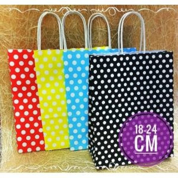 Puantiyeli Karton Çanta 25*12*31 cm 25 Lİ 7 RENK - 2
