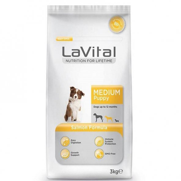 La Vital Dog Medium Puppy Salmon Köpek Maması 3 KG