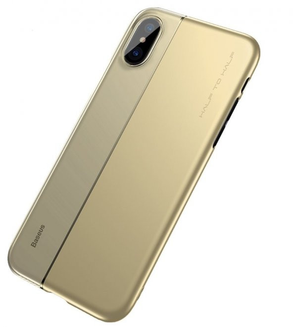 Baseus iPhone X Kılıf iki Renkli Kapak Gold