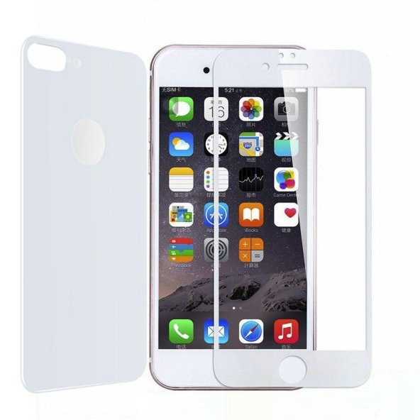 iPhone 8 Plus Ön ve Arka Cam Ekran Koruyucu Beyaz