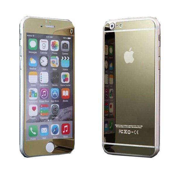 iPhone 6 Plus Renkli Cam Ön + Arka Ekran Koruyucu Gold